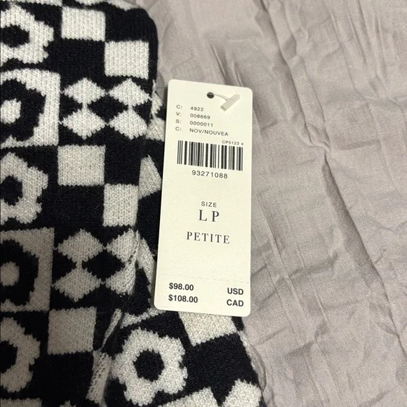 Maeve Black and White Geometric Turtleneck Sweater - Picture 4 of 5